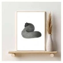 1 件无框现代简约动物猫印刷帆布海报复古画墙艺术适用于客厅、卧室、宿舍、书房、酒吧、咖啡店墙壁装饰家居装饰 - 彩色 - 查看 19