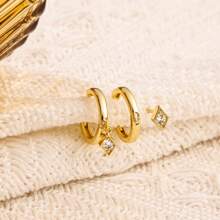 Set de 3 aretes aros pequeños dorados tipo abrazador para mujeres, chapados en 14K, hipoalergénicos, livianos, para orejas sensibles, aretes para uso diario para perforaciones de cartílago, joyería para mujeres y niñas como regalo
