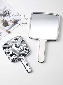 1pc/2pcs Portable Small Mirror, Wavy Pattern Handheld Makeup Mirror, Luxury High-End Compact Mirror For Touch-Up