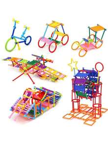 100 peças/200 peças/300 peças Conjunto de Blocos de Construção de Varinha Mágica - Brinquedo de Construção de Quebra-Cabeça para Adolescentes com Propósitos Sensoriais e Cognitivos, Liberando a Imaginação das Crianças, Kit de Engenharia, Multicolorido e Formato, Presente Perfeito para Aniversários e Festas