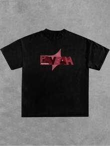 1Pcs Men's TeeArtistic Tee With Bold Eye Design, 100% Soft Comfortable 220g Thick Cotton Men's T-Shirt - Black - View 2
