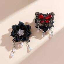 2 bucăți de lanț de găurit cu curea cu fluture și flori, poate purta mărgele cu gaură dreaptă, potrivit pentru lanțul de telefon mobil DIY, breloc, pandantiv auto, lanț de geantă și alte accesorii de artizanat