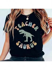 Teachersaurus Shirt Dinosaur Teacher Shirt Pre K Teacher Appreciation Gift Teacher Saurus Shirt Retro Pre-K Shirt Funny Preschool Teacher-CLOUT FACTORY - Black - View 1