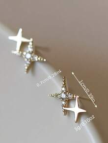 1pc Fashionable Star Stud Earrings, Minimalist Luxury, Personalized Girls Earrings - Gold - View 5