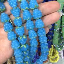 2/5/10/50pcs Handmade Plump Raspberry Glass Beads, 7 Vibrant Colors - Ideal For DIY Jewelry Making, Bracelets, Necklaces And Earrings - Realistic Fruit Design With Green Leaves