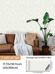 1 pieza de papel tapiz con estampado de líneas con forma de hoja, de quita y pon, duradero, adecuado para habitaciones infantiles, jardines de infancia, estudios, salas de estar y otros espacios interiores para cubrir defectos de la pared y embellecer puertas de gabinetes, mesas y sillas, disponible en 3 tamaños: 17.71x78.74 pulgadas, 17.71x118.11 pulgadas, 17.71x196.85 pulgadas - Multicolor - Ver 13
