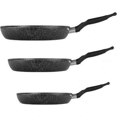 Tamaños de sartén 20, 24 y 26 cm, juego de sartenes negras, tapa antiadherente, cocción conveniente, con indicador de temperatura y base de difusión, partículas seguras antiadherentes, libres de PFOA, plomo y cadmio.