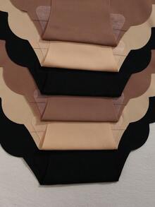 6pcs Women Seamless High Waist Simple & Comfortable Stretchy Fan-Shaped Panties - Multicolor - View 4