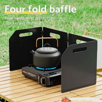 Outdoor Stove Windshield, Thick Foldable Camping Stove Wind Shield, Burner Cookware Wind Baffle