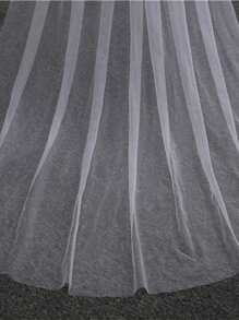 1pc 3 Meters Long 1.5 Meters Wide Simple White Bridal Veil With Train, Suitable For Wedding Wearing