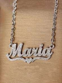 1 pieza Collar personalizado mate con nombre, colgante con forma de corazón grabado de acero inoxidable, collar con letras inglesas personalizadas, adecuado para el Día de San Valentín, Día de la Madre, Acción de Gracias, regalo para parejas, familia y amigos