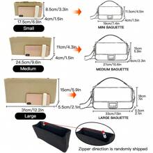 Baguette Multi-Pocket Filztuch Organizer Einsatz Tasche Damen Reißverschluss-Kosmetiktasche Reise Make-up Beutel Leichtgewicht tragbar Innentasche Geldbörse Aufbewahrung Schulmaterial