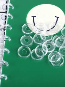 12pcs Transparent Heart Shaped Loose Leaf Rings, Notebook Binder Rings With 360° Rotating Pages,Back To School,School Supplies