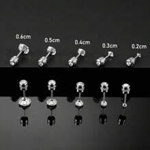 2pcs Screw Back Earrings, Colorful Stainless Steel Cubic Zirconia Double-Sided Earrings, Hypoallergenic Simple Earrings For Men, Fashion Casual Pierced Earrings, Unisex Ear Cartilage Studs 2-8mm