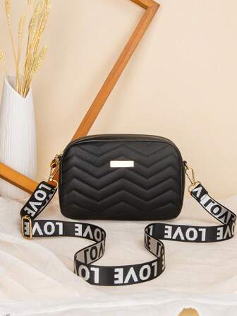 2025新款时尚波浪设计女士小方包，刺绣单肩斜挎包，相机包，化妆包，可调节肩带长度