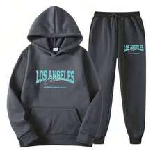 Men Hoodie Co-Ords - 深灰色 - 查看 2