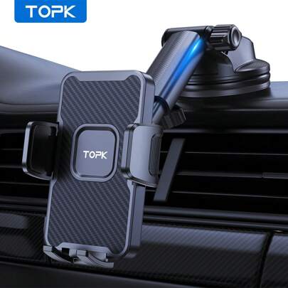 TOPK Soporte para teléfono celular ultra resistente TOPK para automóvil, soporte universal D34N compatible con parabrisas/rejilla de ventilación compatible con 15 14 13 12 Pro Max y la mayoría de teléfonos móviles
