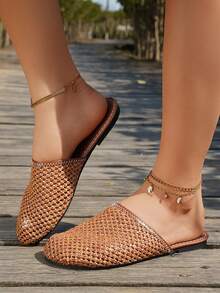 Women's New Arrival Hollow-Out Comfortable Flat Beach Sandals - Brown - View 4