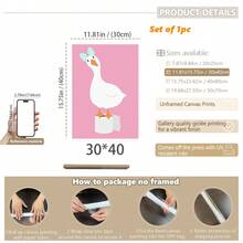 1pc/2pcs Set ​ Duck Framed Prints Set Nursery Wall Decor,Kids Bathroom Decoration , Whimsical Adorable Duck Duo With Pink & White Stripes, Blue Bows,Digital Prints Poster Canvas /Framed Painting For Gender-Neutral Kids Room, Soft Pastel Minimalist Nursery Art​ - Multicolor - View 16