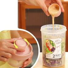 1pc Breakfast On The Go Cups, Salad Cup To Go, Take And Go Yogurt Cereal Overnight Oats Snack Parfait Containers & Salad Dressing Holder With Fork For Lunch, Fruit & Vegetable Jar