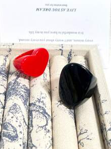 2pcs Minimalist Smooth Textured Wide Asymmetrical Square Resin Rings, Minimalist Style Suitable For Daily Wear