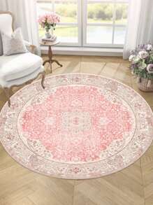 1 stuk modern bloemenkleed, eenvoudig te reinigen, bohemian-stijl, bloemenprint die niet verhaart, geschikt voor slaapkamer, woonkamer en keuken, roze