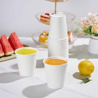 [56/50/40/30/25/20/15/10/5 Pcs/Set] 9oz Paper Coffee Cups, Water Cups, Beverage Cups, Milk Cups, Juice Cups, Suitable For Hot/Cold Drinks, White Paper Disposable Cups For Office, Party, Picnic, Travel & Events