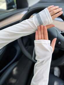 1pair Women's Ice Silk Sun Protection Gloves | Long Cooling UV-Blocking Gloves, Breathable & Stretchy For Outdoor Sports, Driving & Daily Wear – Available In Multiple Colors