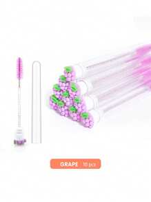Cepillo de pestañas en forma de tubo con diseño de frutas de dibujos animados, cepillo de pestañas de cristal portátil y redondo para el peinado de pestañas