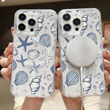 Ocean-Themed Mobile Phone Case, Decorated With Seashells And Starfish Design, Suitable For IPhone 16, 15, 14, 13, 12 And 11 Pro Models, Made Of TPU Material, And Provides Shockproof Protection. Perfect For Beach Lovers, Family, Friends, Children, Birthdays, Summer, Holidays, Boyfriends, Girlfriends, And Valentine's Day Gifts