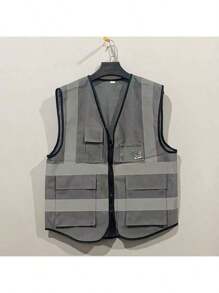 High Visibility Reflective Safety Vest With Pockets And Zipper Front, Neon Yellow, Meets ANSI/ISEA Standards