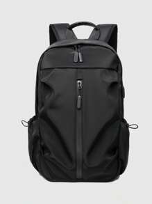 1pc Nylon Water-Resistant Multi-Functional Backpack, Fits Laptop, Business, School, Casual, Travel, Sports, Suitable For College & High School Students