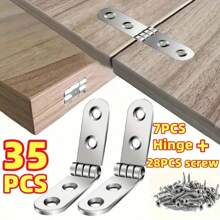 35 Pcs Heavy-Duty Silver Hinge Kit – 7 Foldable Hinges With 28 Screws | Anti-Sagging, Rust-Resistant For Kitchen Cabinets, Closets & Furniture Repair