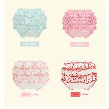 4-Pack Solid Infant Bloomers For Baby Girls Cotton Ruffle Diaper Cover For Infant Soft Toddler Kids  Underwear Breathable Shorts Photograpy Gift Panties - 彩色 - 查看 4
