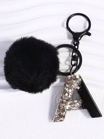 1 件黑色英文字母钥匙扣、包包吊坠、汽车钥匙扣适合送给朋友的礼物汽车配件包包挂件背包学校可爱哥特 Y2k