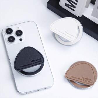 1 件多色时尚简约奢华英文单词不对称三角形皮革磁性手机支架，休闲观看手机支架，兼容 、Android 手机，生日、家人、朋友礼物，推拉式手机握把，手机配件