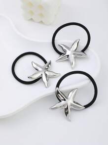 3/2/1 Stücke Ozeanmotiv Metall Seestern Haargummis, Zinklegierung Pferdeschwanz Halter Haargummis Haargummibänder Scrunchies Haarband Haargummi