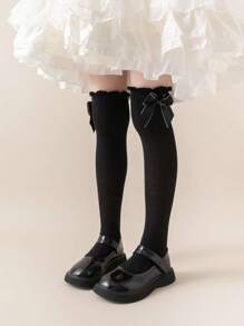 1/2/3 Paar Rhombus Spitze Schleife Mesh Overknee Socken, minimalistisch vielseitig atmungsaktiv Kinder/Schüler Socken