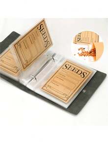1 Set Garden Seed Storage & Organization Box, Seed Envelope Organizer Binder With 50pcs Self-Seal Seed Envelopes, Seed Packet Holder, Seed Saver Binder