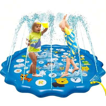 Outdoor Water Fun For Kids: 39" Inflatable Splash Pad | Water Play Mat With Sprinklers Age 3 4 5 6 7 Yr | Toddler Water Toy For Summer Splash And Play