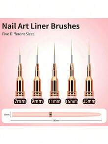 5 Pieces Of Advanced French Nail Enhancement Stripe Nail Art Brush Set, UV Gel Nail Brush Set - Hồng - Xem 2