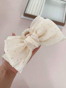 1pc Women Elegant Sweet Black Velvet Fabric Bling Rhinestone Bow Big Hair Claw Clip, Suitable For Daily Outfit & Hairstyle Hair Clips Hair Jaw Clip Hair Clamps Hair Clutch Hair Catcher Clip, Bow Accessories, School Stuff, College