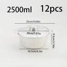 5/12/24pcs 1000ml/2500ml Disposable Aluminum Pot With Lid, Round Foil Plate, Disposable Cookware, Vacation Food Container, Camping Baking Heating Cooking Tool, Suitable For Kitchen, Outdoor, Travel, Vacation, Convenient Disposable Food Heating Container