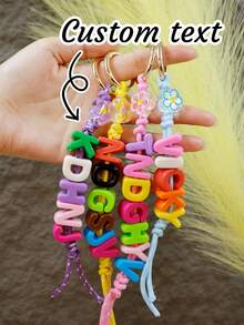 Llavero personalizado con letras de acrílico con flores coloridas, llavero personalizado, adorno personalizado para bolso, regalos de cumpleaños con texto personalizable, llavero con nombre, encantos para bolsos, llavero para mujeres/hombres, llaveros para niños, Día de San Valentín, aniversarios, decoraciones, hombres, mujeres, damas de honor, novias, padres, madres, accesorios de vestir, otoño elegante, novio, novia, familia, amigos, baratijas - Estilo A - Ver 7
