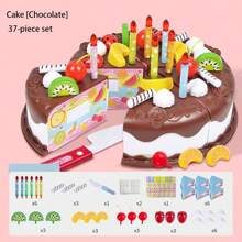 1 pieza Juguete de Pastel de Juego de Roles Realista para Niños, Pastel de Cumpleaños de Imitación Creativa, Juego de Cortar Frutas y Postres, Regalo de Cumpleaños/Navidad, Comida Falsa, Juguetes de Cocina de Madera, Juguetes de Comida de Madera