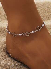 1pc Elegant Fashionable Sparkly Micro-Inlaid Water Rhinestone Multi-Layer Hollow Heart Water Drop Pendant Anklet For Women, Suitable For Festivals, Parties And Daily Outings