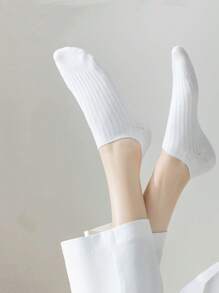 1 par/8 pares de calcetines de tobillo cómodos y suaves minimalistas en blanco y negro para uso cotidiano, verano