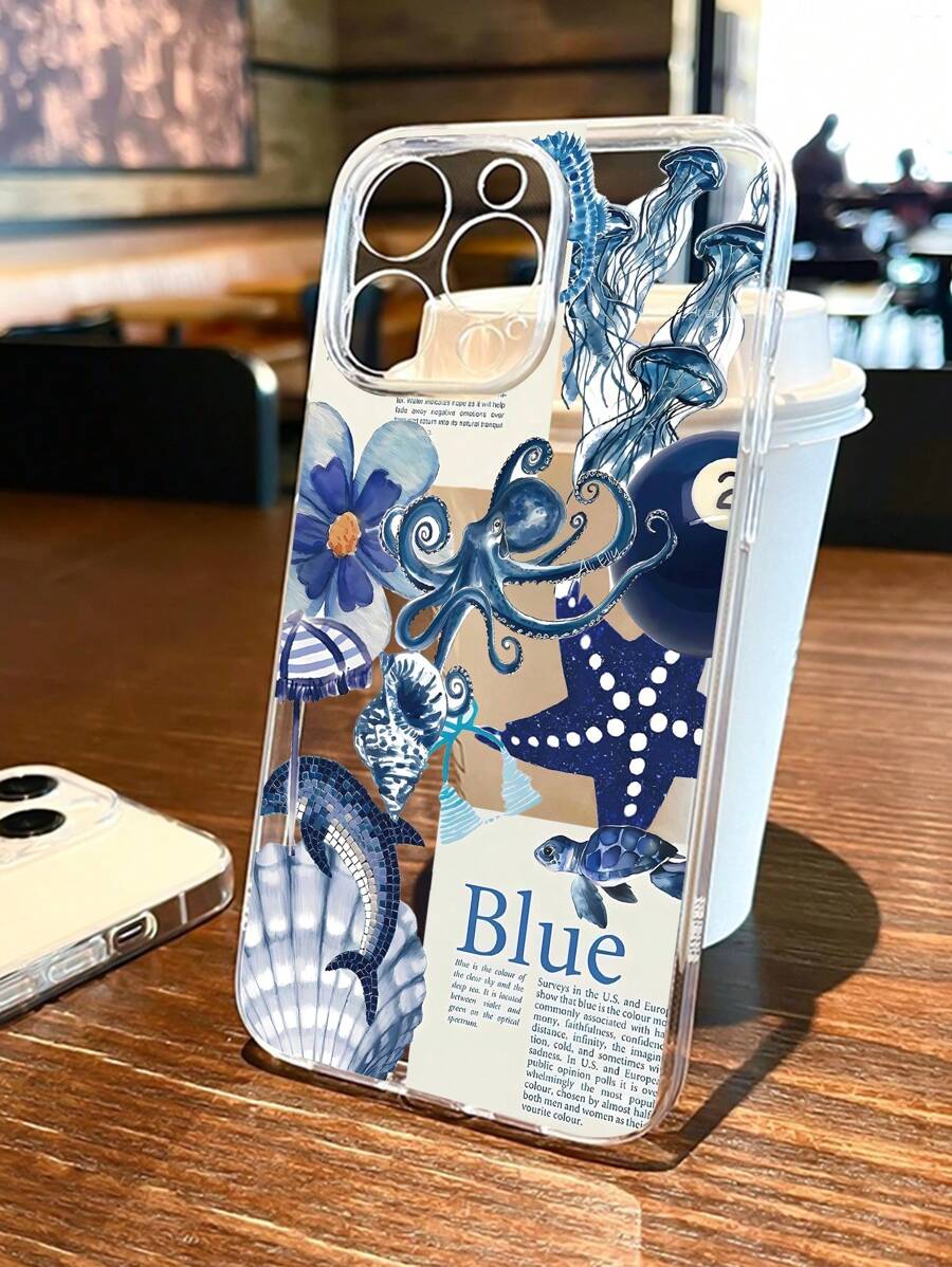 1 Peça Capa de Telefone antiderrapante e à prova de impressões digitais, com design gráfico de bilhar com polvo e medusa personalizado, compatível com iPhone 16 Pro/16 Plus/15/15 Pro Max/15 Pro/11/12/13/14 Pro Max/11 Pro/11 Pro Max/12 Pro/12 Pro Max/13 Pro/13 Pro Max/14 Pro/14 Pro Max, Carcaça Macia e Criativa Premium