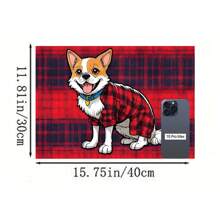 1pc Star & Red Clothed Dog Print Pet Placemat, Quick Drying Feeding Mat For Cats & Dogs, Easy To Clean, Suitable For Pets All Seasons, Pet Cage Pad