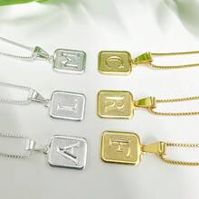 Women's Letter Chain Necklace A-Z Letters Name Pendant 18k Gold Plated And 925 Silver - 金色 - 查看 4